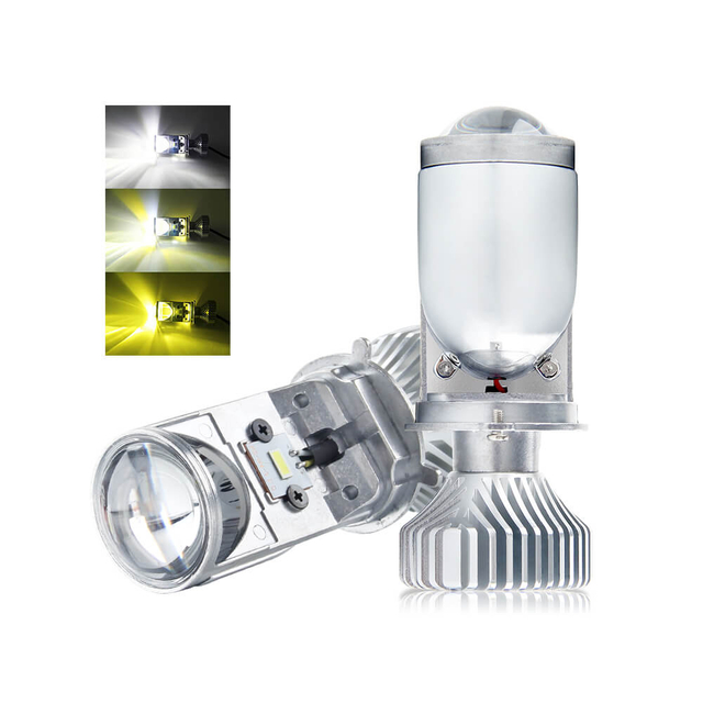 H4 3色LEDヘッドライト電球とミニプロジェクターレンズJG-Y6